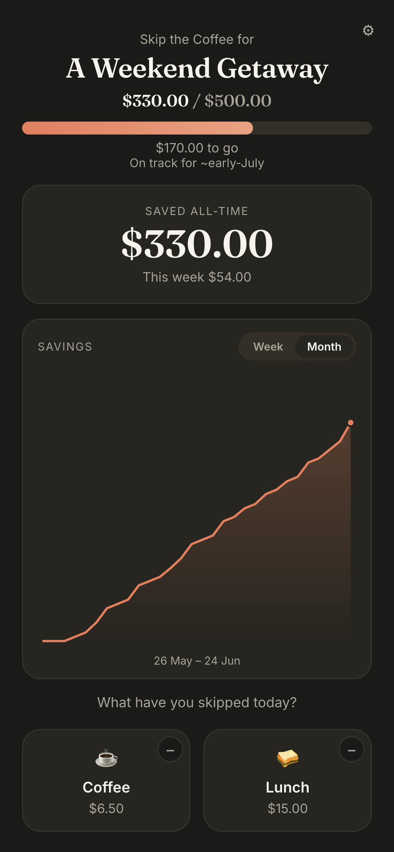 Skoffee in dark theme